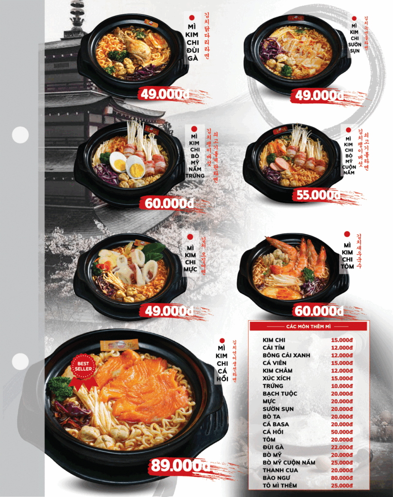 Menu SEOUL Sa Đéc trang 2