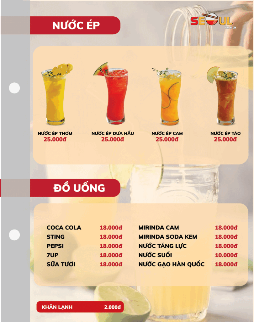 Menu SEOUL Sa Đéc trang 18