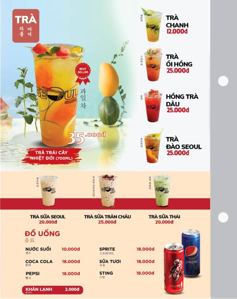 Menu SEOUL Đồng Hới trang 13