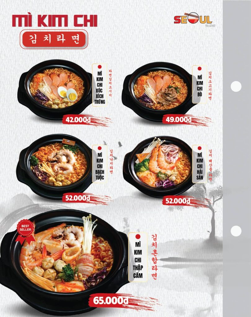 Menu SEOUL Đồng Hới trang 1