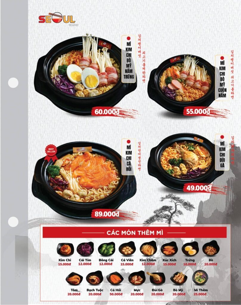 Menu SEOUL Đồng Hới trang 2