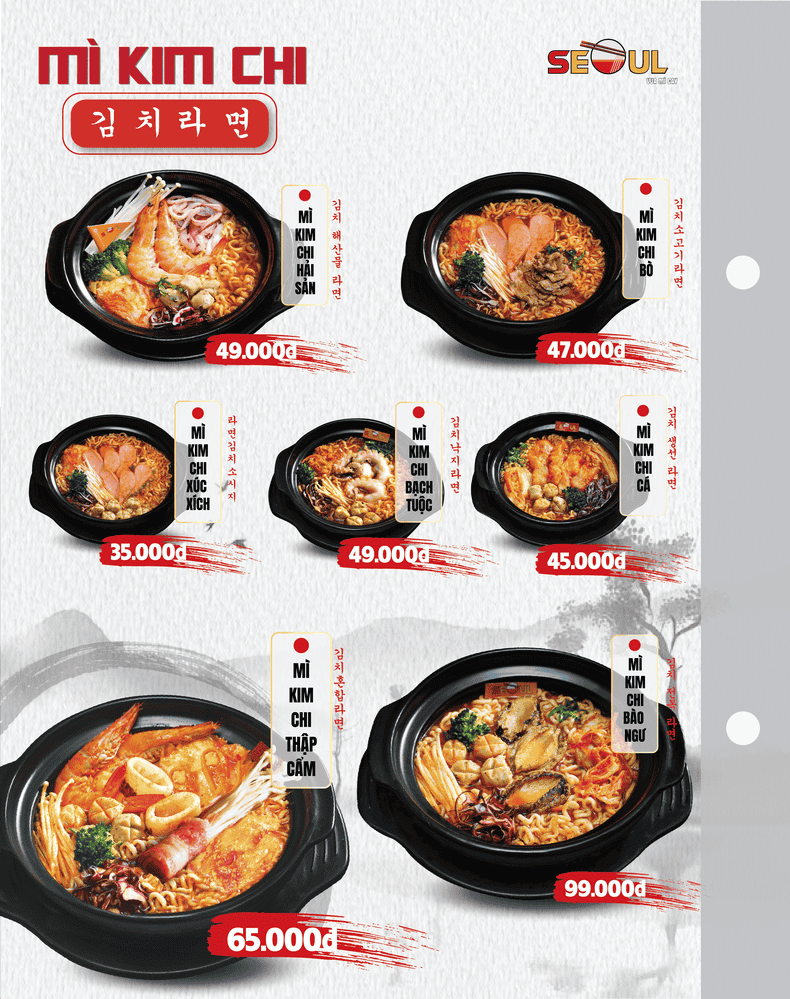 Menu SEOUL Châu Phú trang 1
