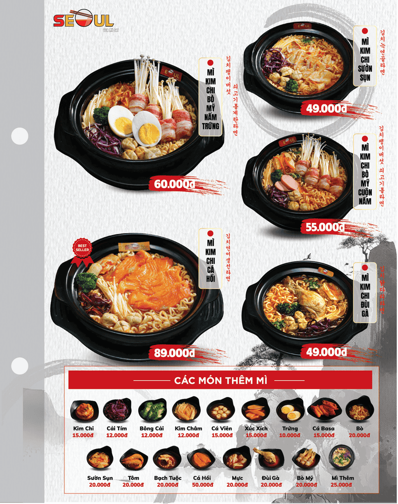 Menu SEOUL Vị Thanh trang 2