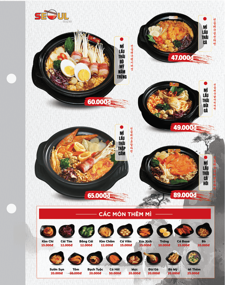 Menu SEOUL Vị Thanh trang 4