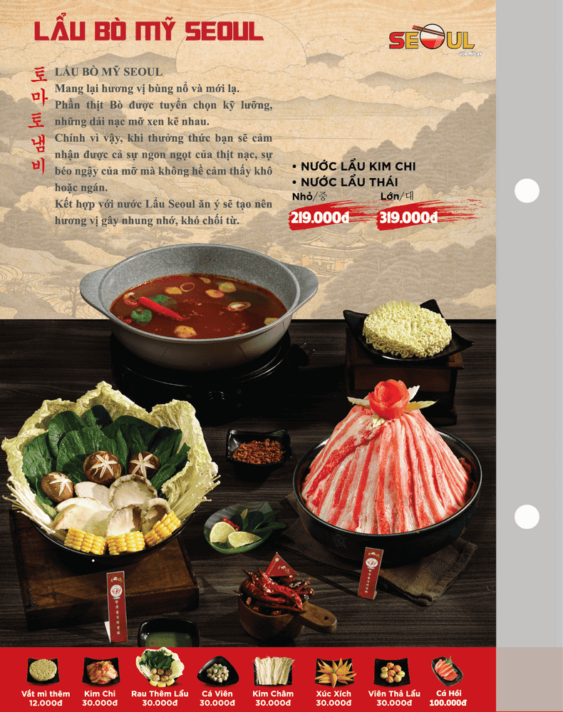 Menu SEOUL Vị Thanh trang 5