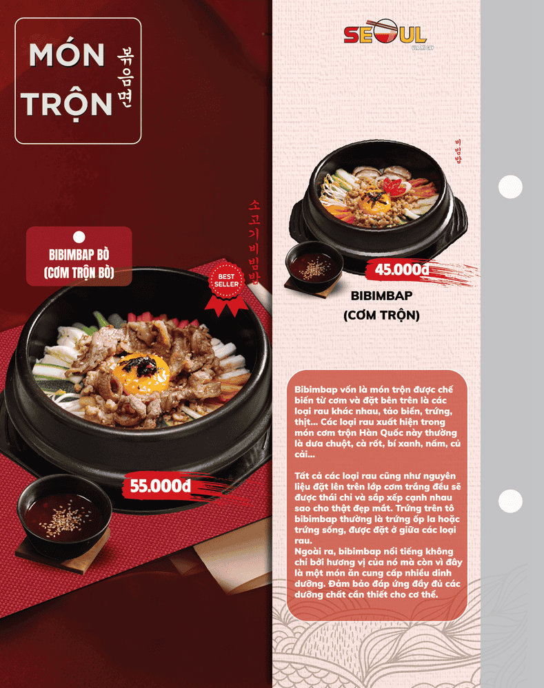 Menu SEOUL Vị Thanh trang 9