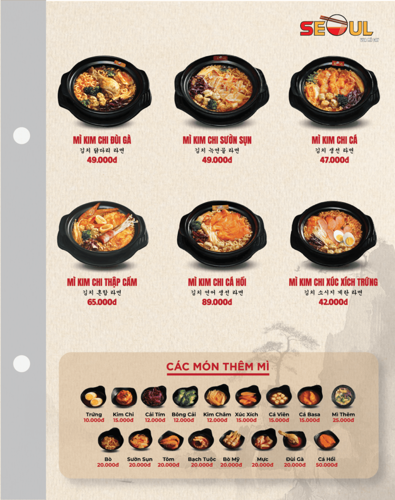 Menu SEOUL Hậu Nghĩa trang 2