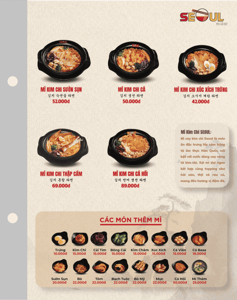 Menu SEOUL Cao Lãnh trang 2
