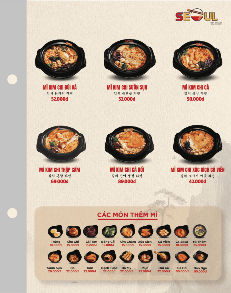 Menu SEOUL Bảo Lộc trang 3