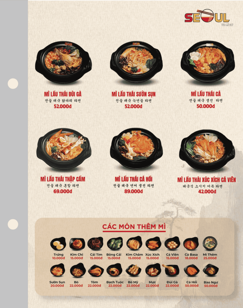 Menu SEOUL Bảo Lộc trang 5