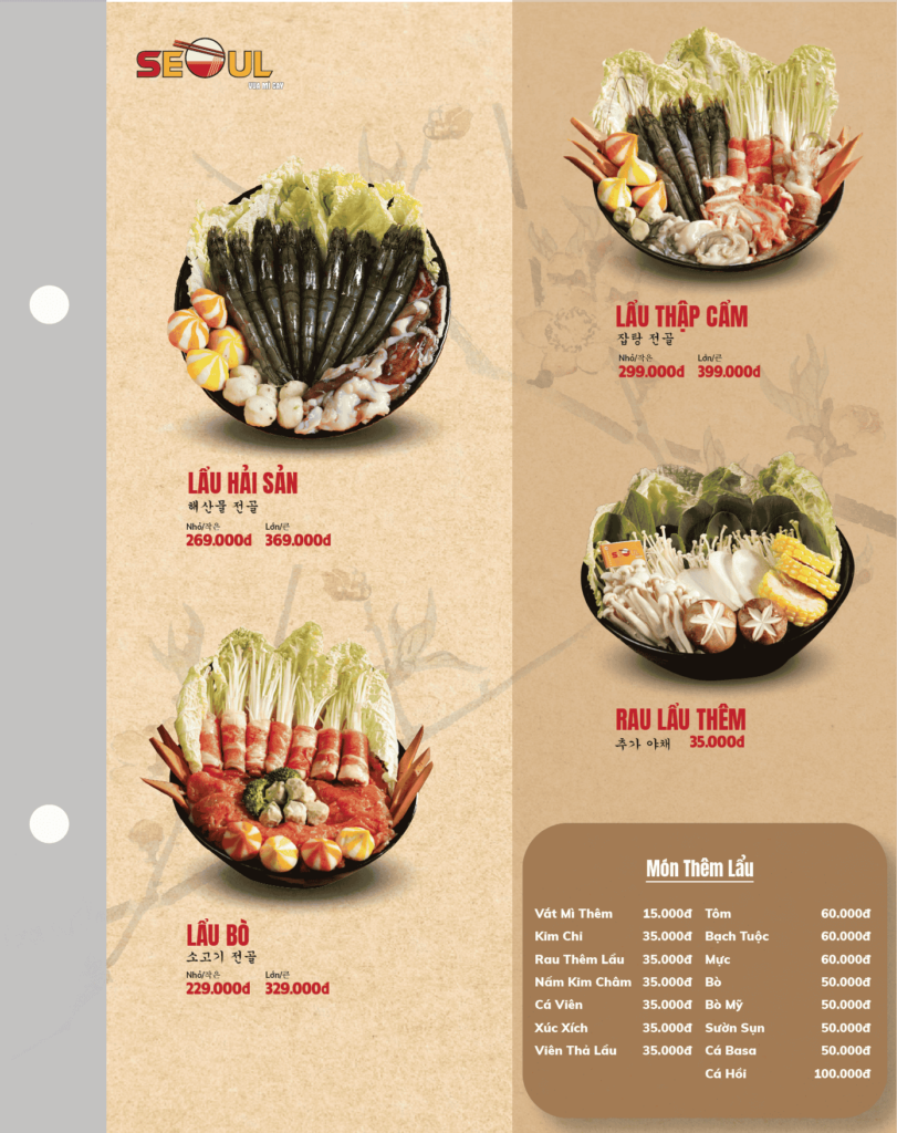 Menu SEOUL Bảo Lộc trang 7