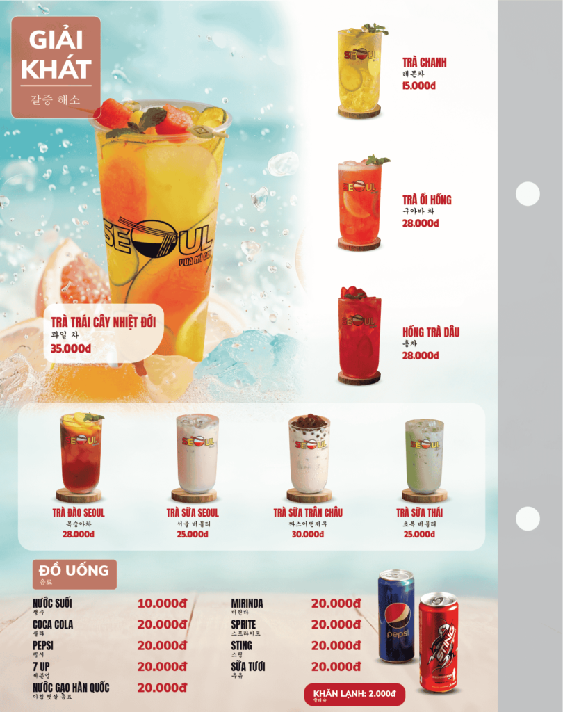 Menu SEOUL Bảo Lộc trang 16