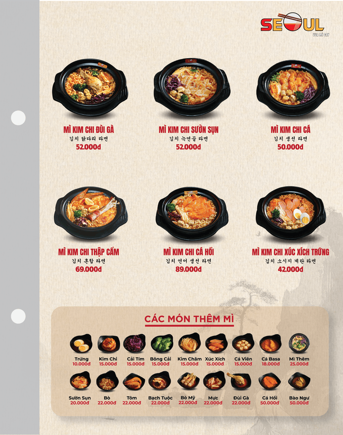 Menu SEOUL Rạch Giá trang 2