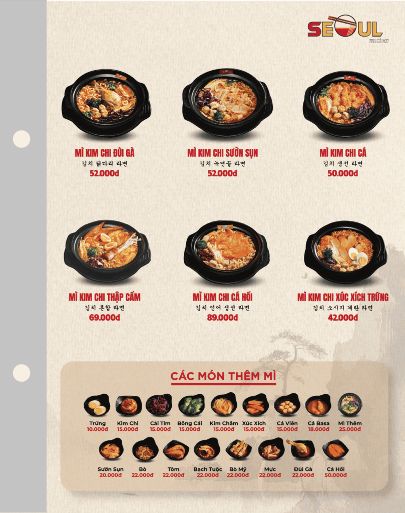 Menu SEOUL Tân Kiên trang 2