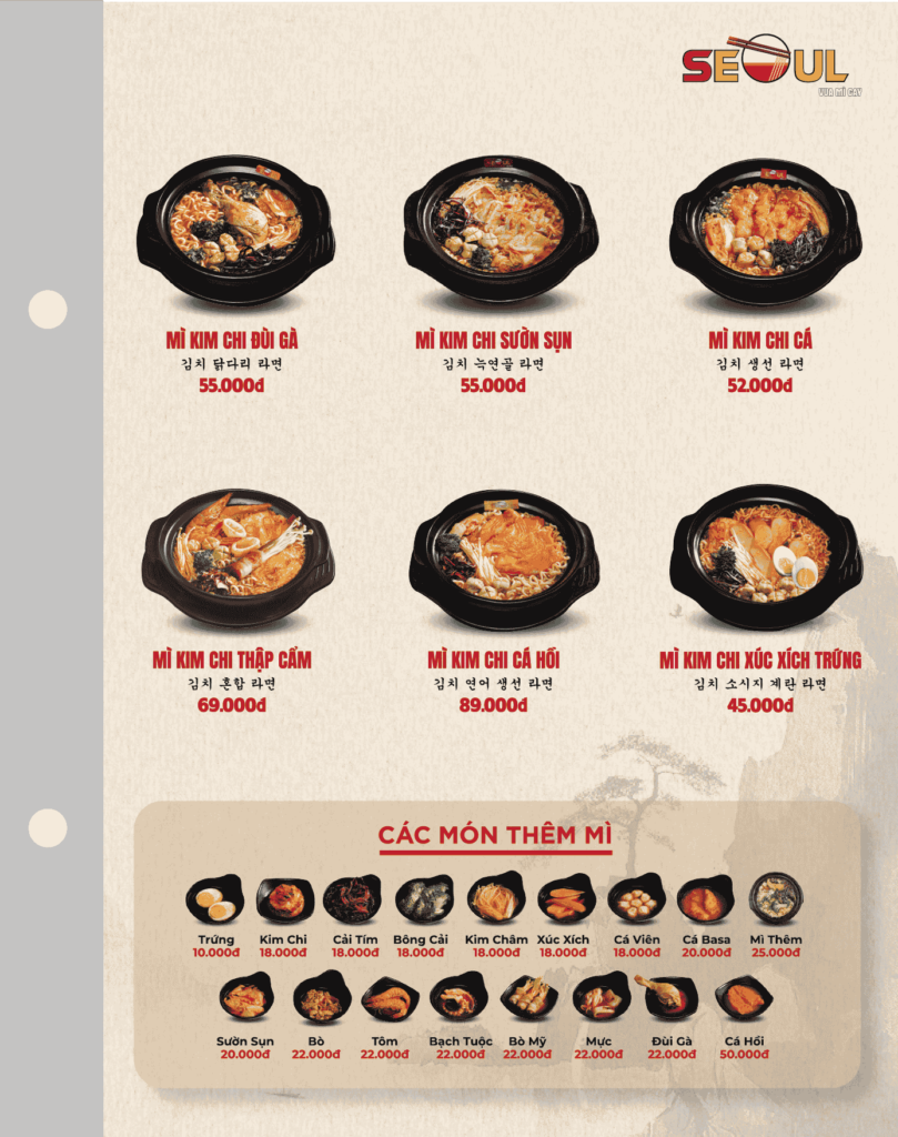 Menu SEOUL Tân Sơn Nhì trang 2