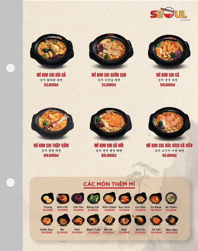 Menu SEOUL Đồng Xoài trang 2