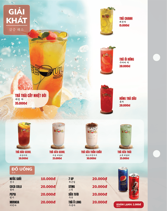 Menu SEOUL Đồng Xoài trang 15