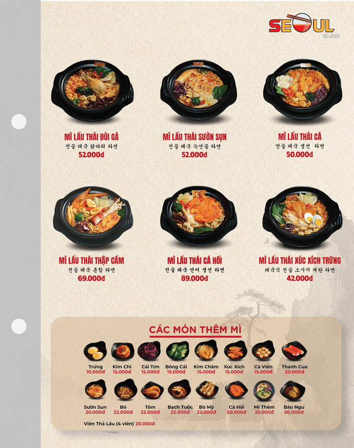 Menu SEOUL Trà Vinh trang 4