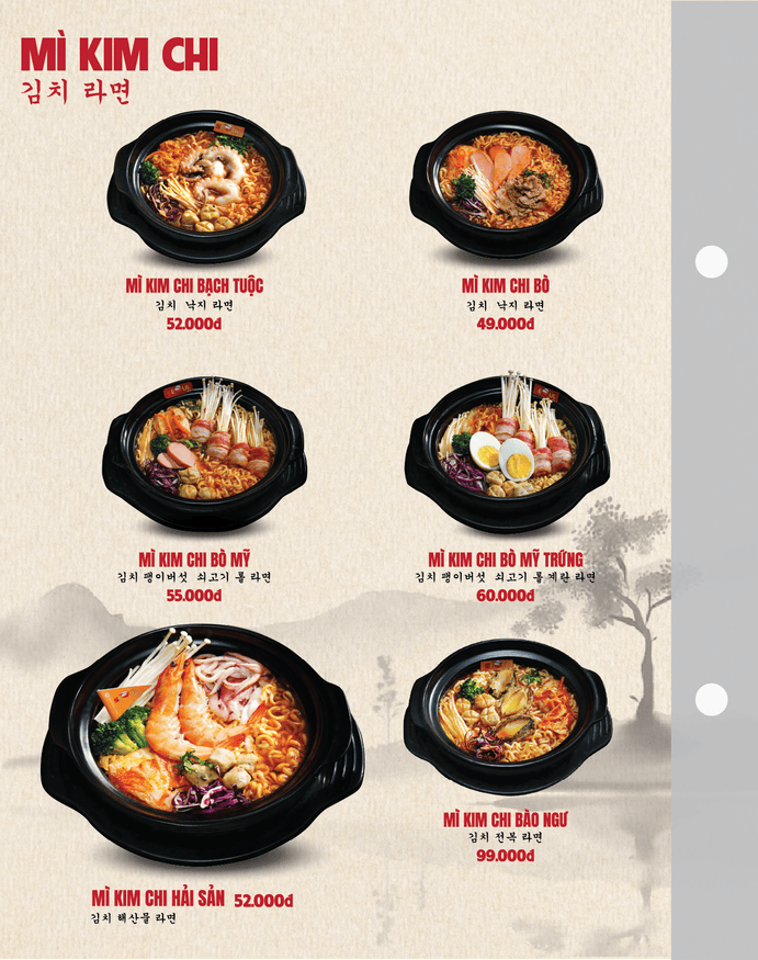 Menu SEOUL Gia Kiệm trang 2
