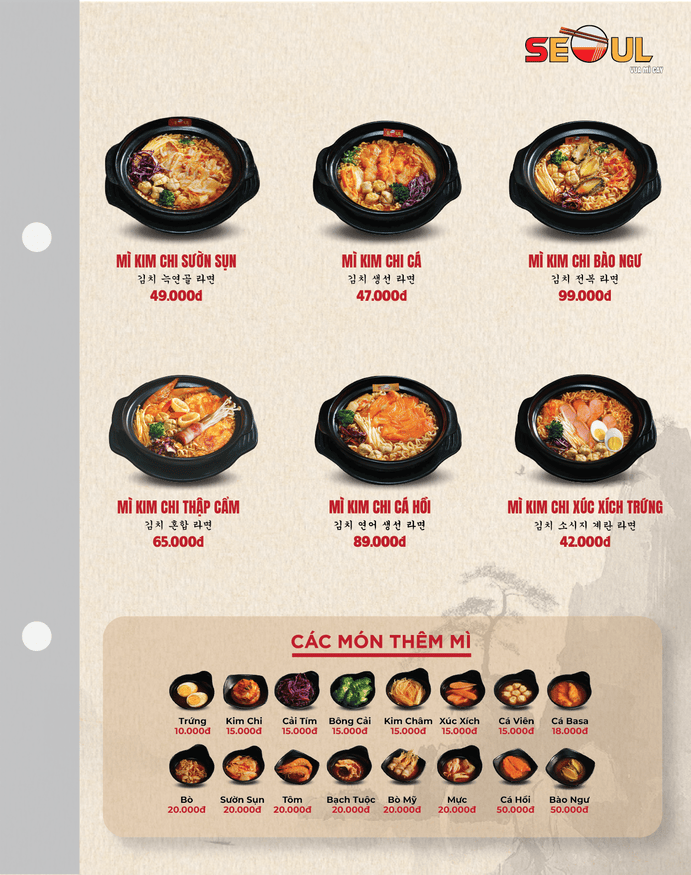 Menu SEOUL Hồng Ngự trang 2