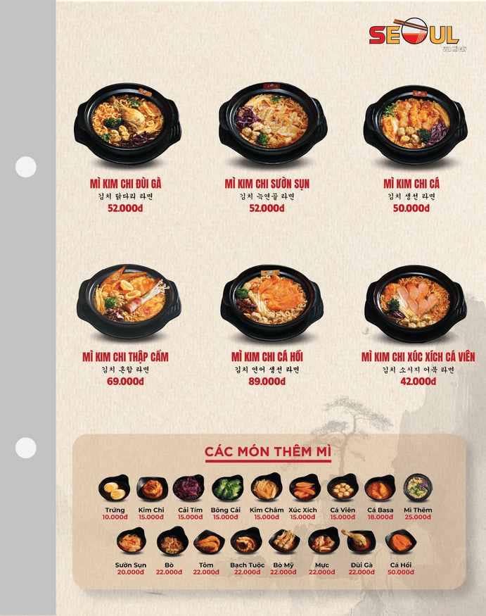 Menu SEOUL Mỹ Tho 2 trang 2