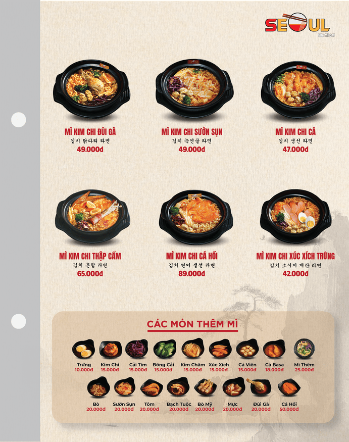 Menu SEOUL Vạn Giã trang 2