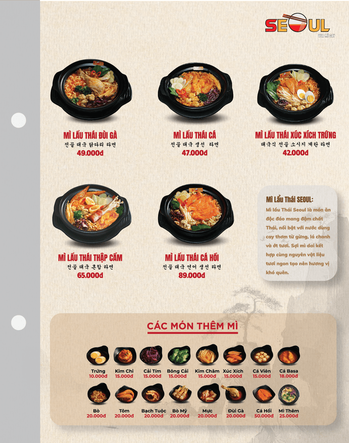 Menu SEOUL Núi Thành trang 4