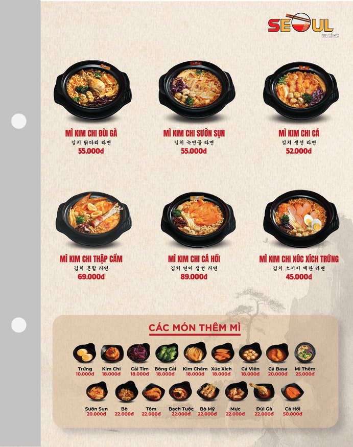 Menu SEOUL Linh Đàm trang 2