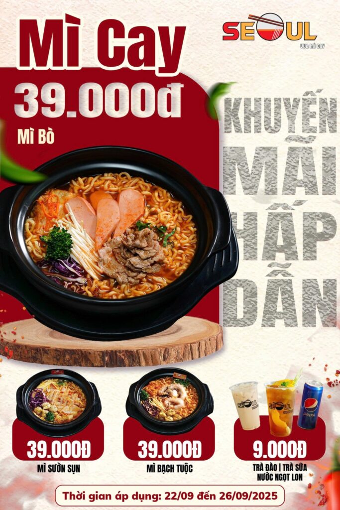 Deal đồng giá – ăn cay uống đã! – SEOUL CHÂU PHÚ