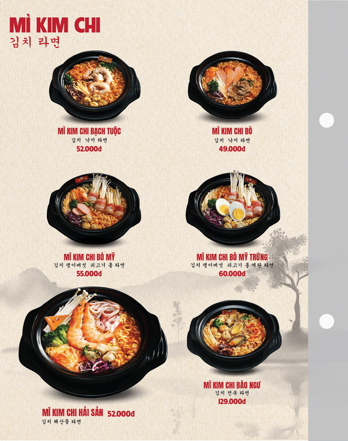 Menu SEOUL Giá Rai trang 1