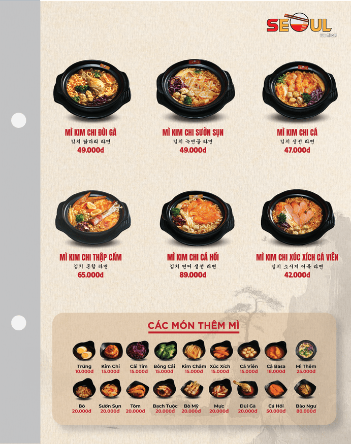 Menu SEOUL Giá Rai trang 2