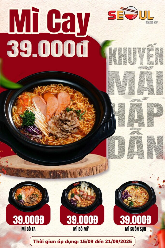 Mì Cay đậm đà – deal hời bao la! – SEOUL TRÀ VINH