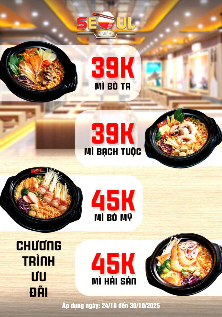 Mì cay đậm đà – ưu đãi bao la! – SEOUL CỦ CHI