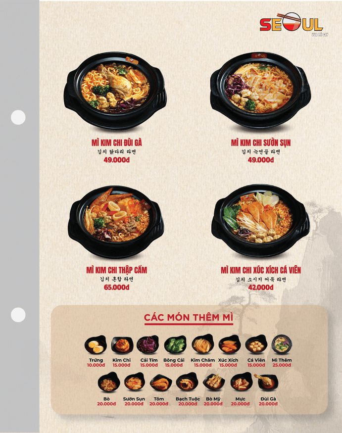 Menu SEOUL Cam Ranh trang 2