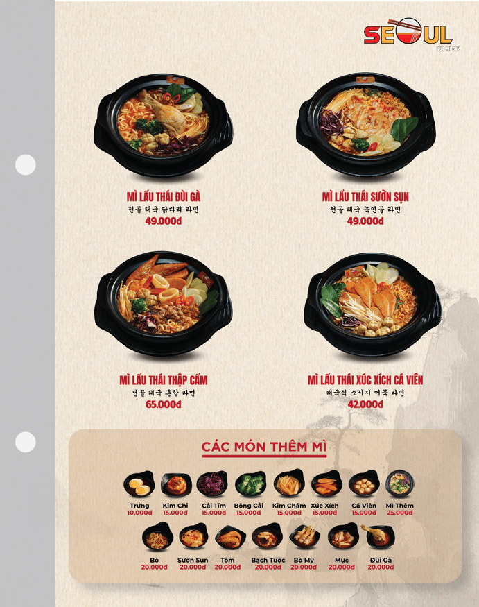 Menu SEOUL Cam Ranh trang 4