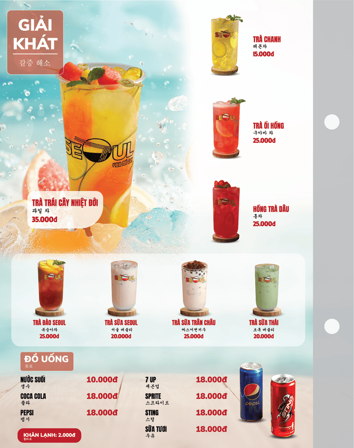 Menu SEOUL Tĩnh Gia trang 15