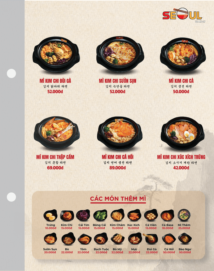 Menu SEOUL Vĩnh Lộc trang 2