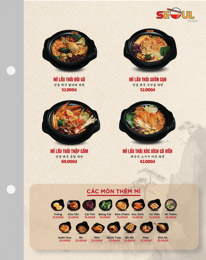 Menu SEOUL Điện Bàn trang 4