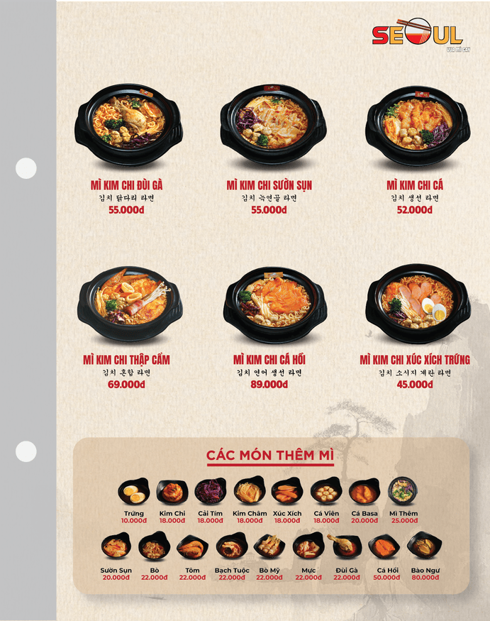 Menu SEOUL Quận 8 trang 2