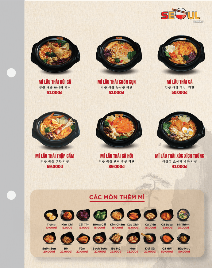 Menu SEOUL Hoà Thành trang 4