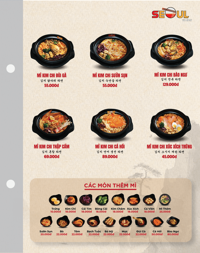 Menu SEOUL Phước Thiền trang 2
