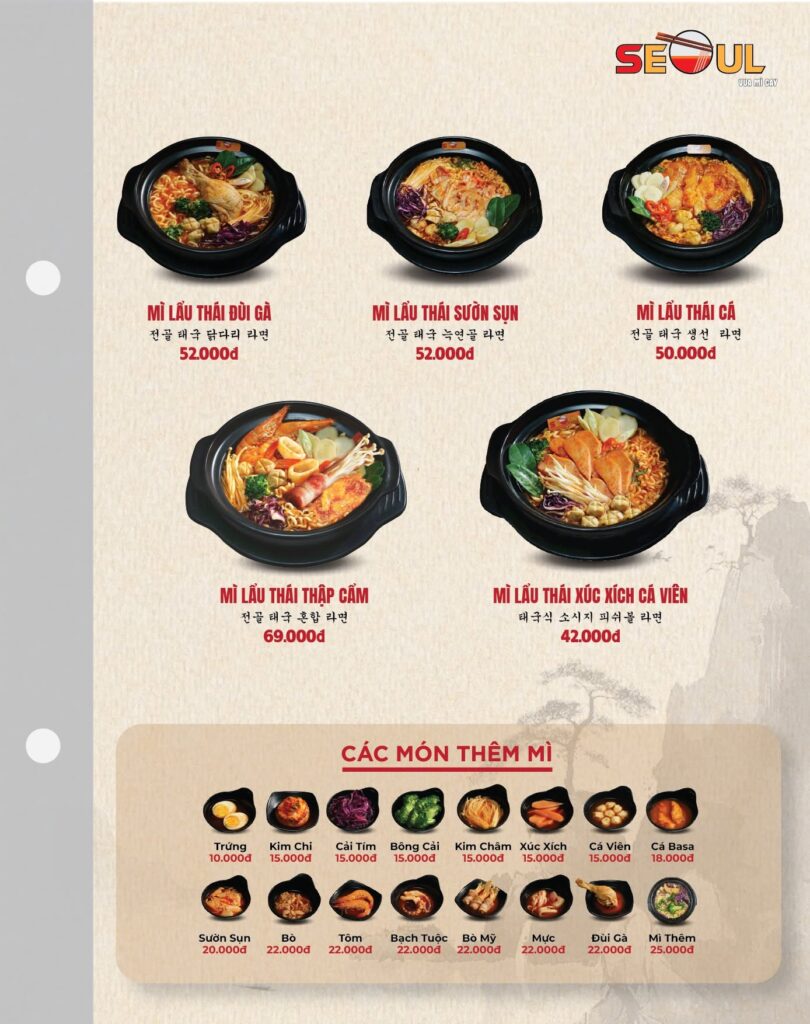 Menu SEOUL Đông Hà trang 4