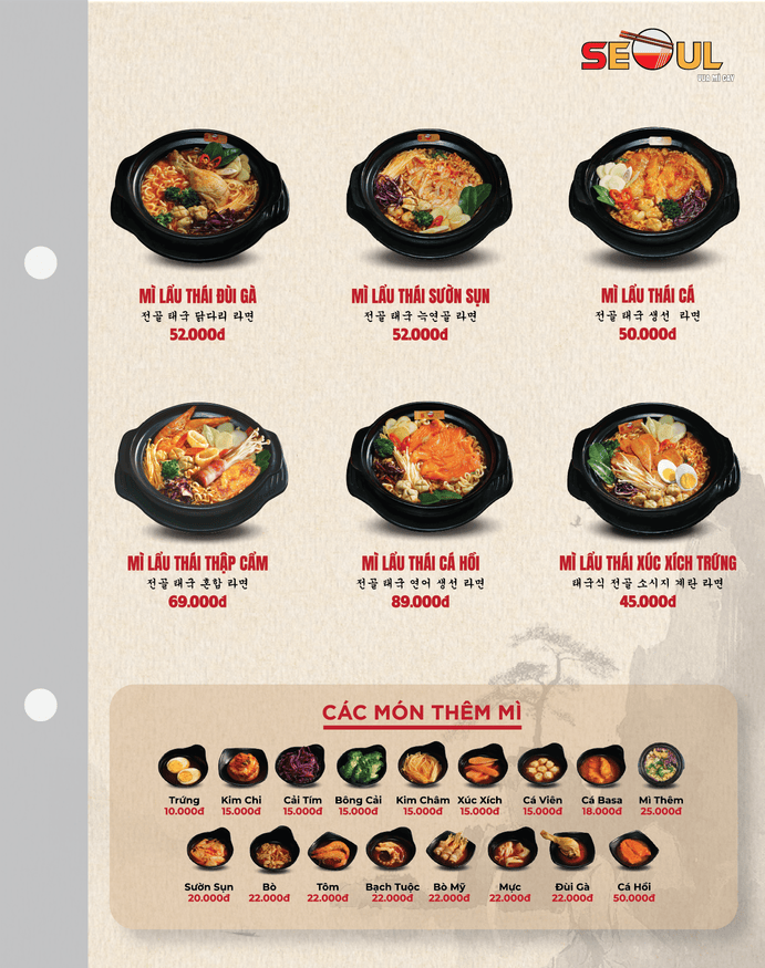 Menu SEOUL Làng Đại Học trang 4