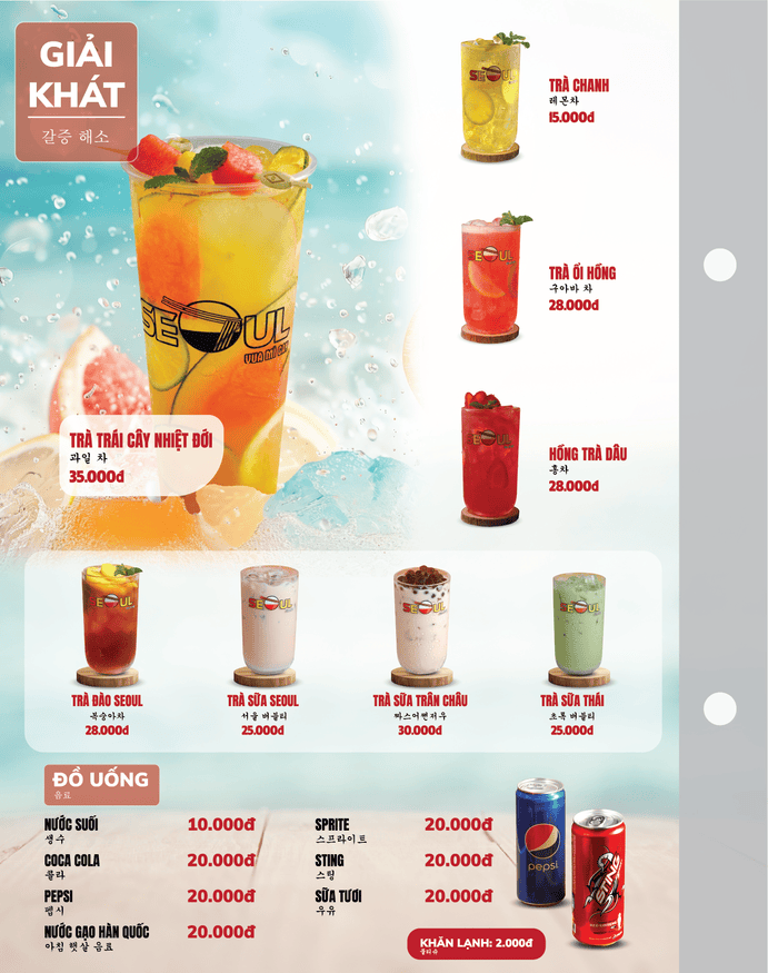 Menu SEOUL Làng Đại Học trang 15