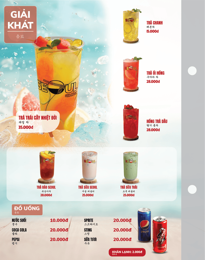 Menu SEOUL Long Hậu trang 15