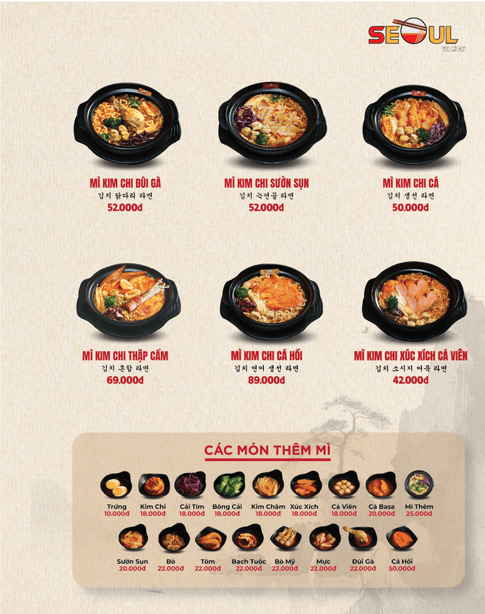 Menu SEOUL Hoàng Mai trang 2