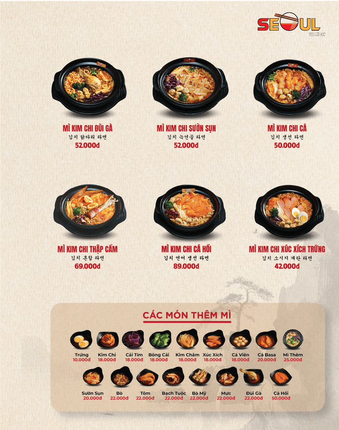 Menu SEOUL Liêu Trung trang 2