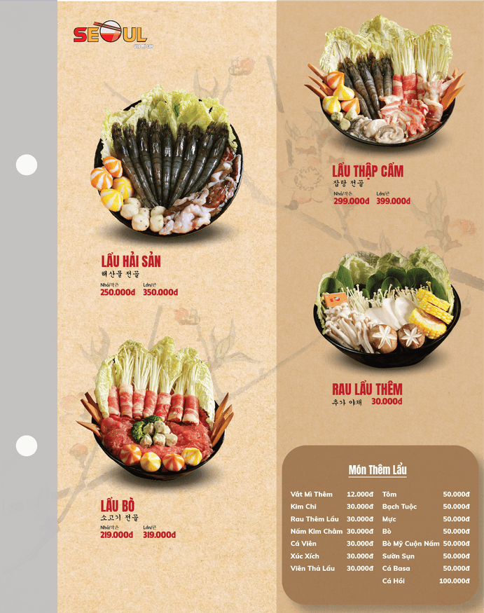 Menu SEOUL Xuân Lộc trang 10