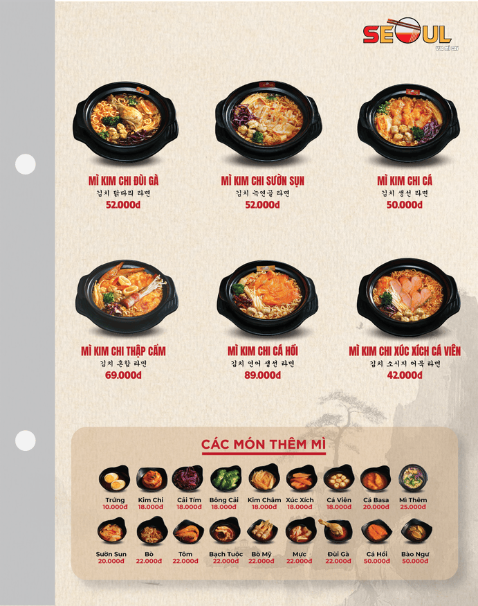 Menu SEOUL Bình Sơn trang 2