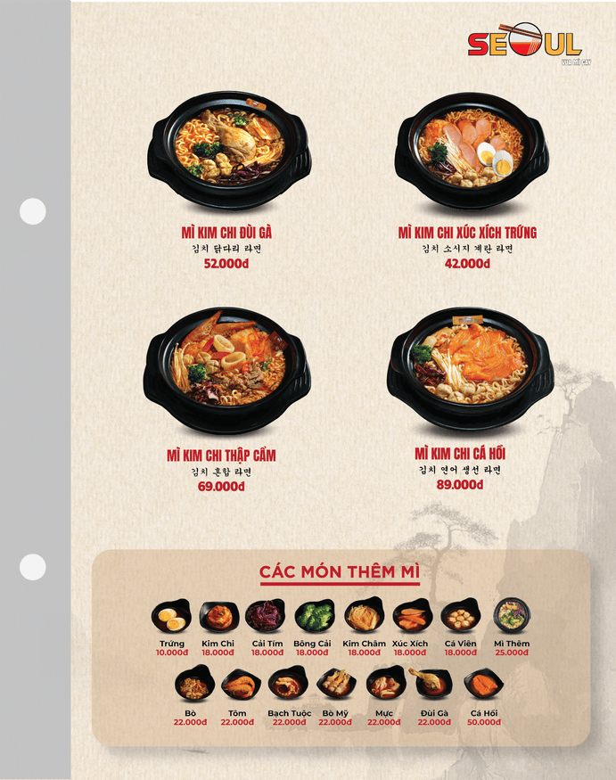 Menu SEOUL Tam Quan trang 2